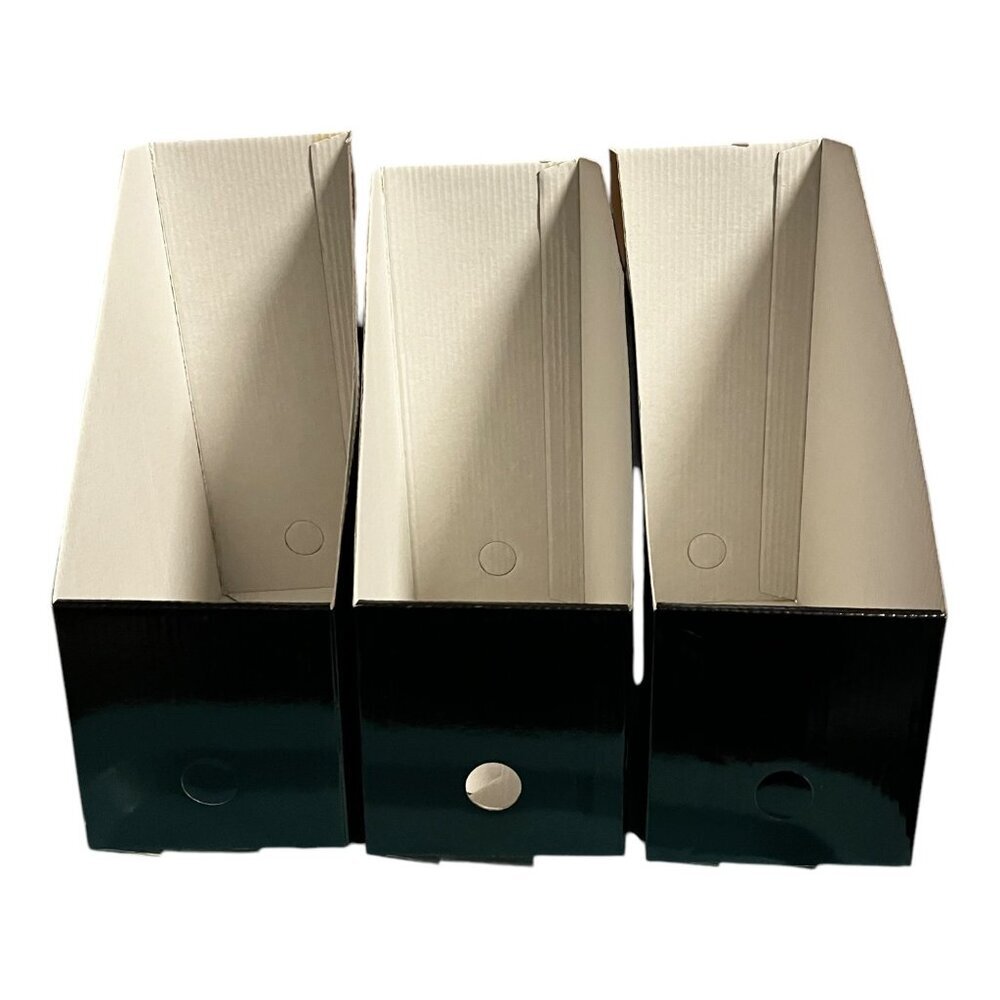 Black Cardboard Magazine File Holder Magazine Corrugated Set‎ of 3 Organizer